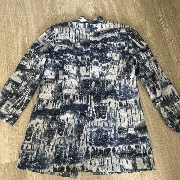 Chicos Blazer Womens 1 (US 10) Open Front Jacket 3/4 Sleeve Abstract Lightweight - Picture 5 of 5